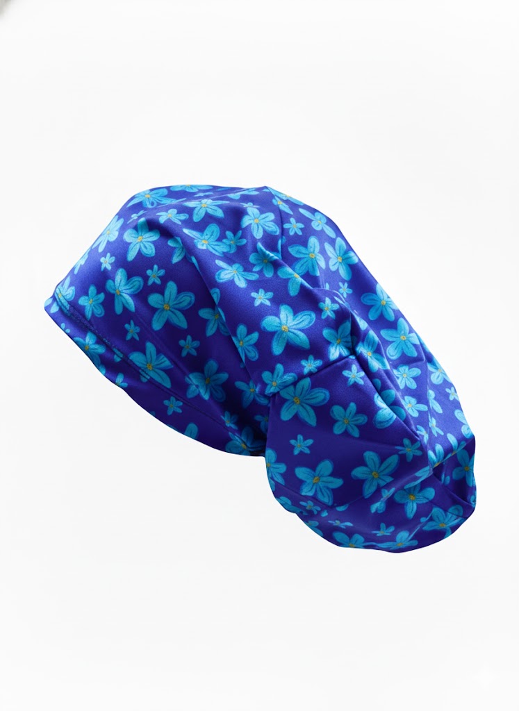 Gorro clínico mujer azul estampado Lycra hawai - Uniformes Clínicos Sami