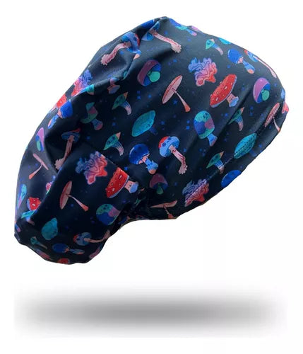 Gorro clínico mujer estampado Cofia Lycra Hongos - Uniformes Clínicos Sami