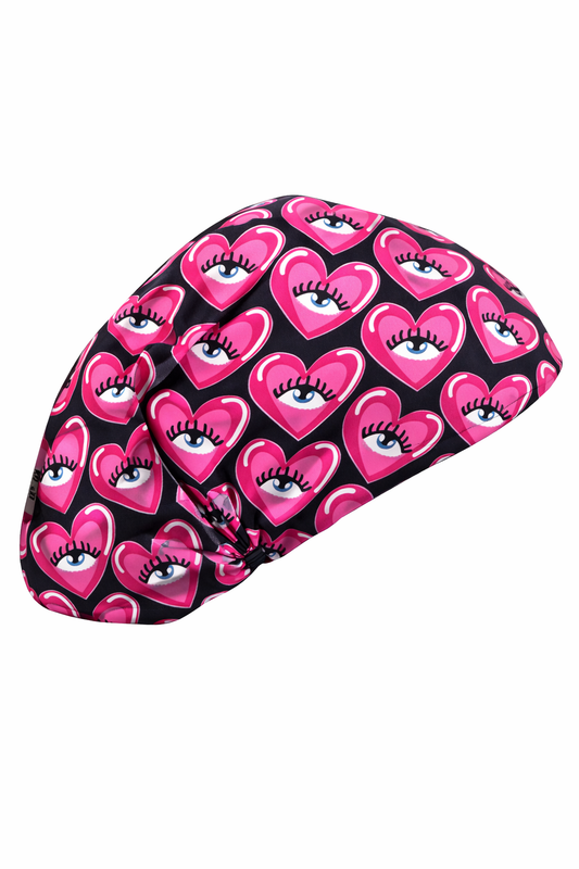 Gorro clínico mujer estampado Lycra corazón vidente - Uniformes Clínicos Sami