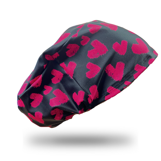 Gorro clínico mujer fucsia estampado Cofia Lycra Heart - Uniformes Clínicos Sami