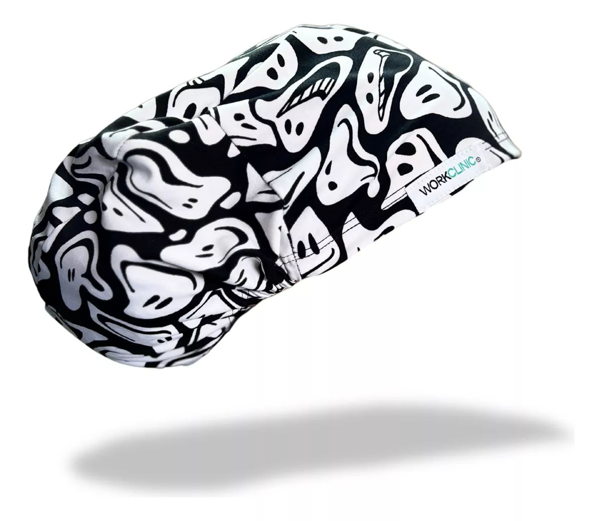 Gorro clínico mujer negro estampado Cofia Lycra Smile - Uniformes Clínicos Sami