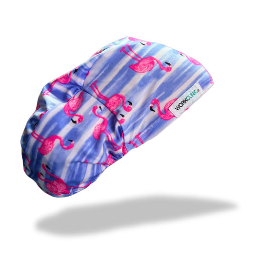 Gorro clínico mujer rosa estampado Cofia Lycra Flamencos - Uniformes Clínicos Sami