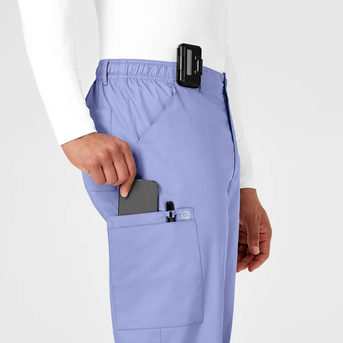 Pantalón clínico hombre celeste WonderWink WonderWORK, detalle 6 - Uniformes Clínicos Sami