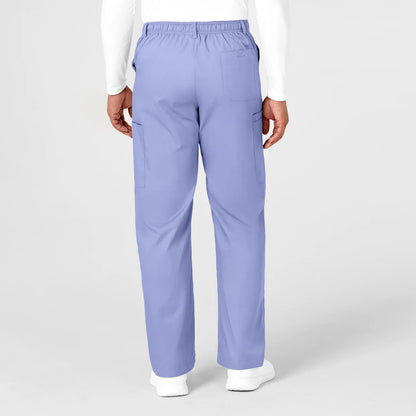 Pantalón clínico hombre celeste WonderWink WonderWORK, vista trasera - Uniformes Clínicos Sami