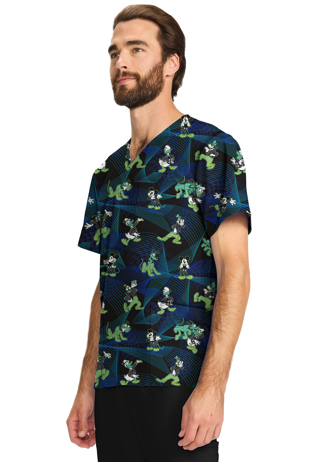 Polera clínica hombre Cherokee Estampada MKIH Mickey TF740, detalle 2 - Uniformes Clínicos Sami