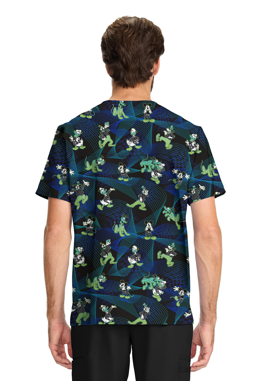 Polera clínica hombre Cherokee Estampada MKIH Mickey TF740, vista trasera - Uniformes Clínicos Sami