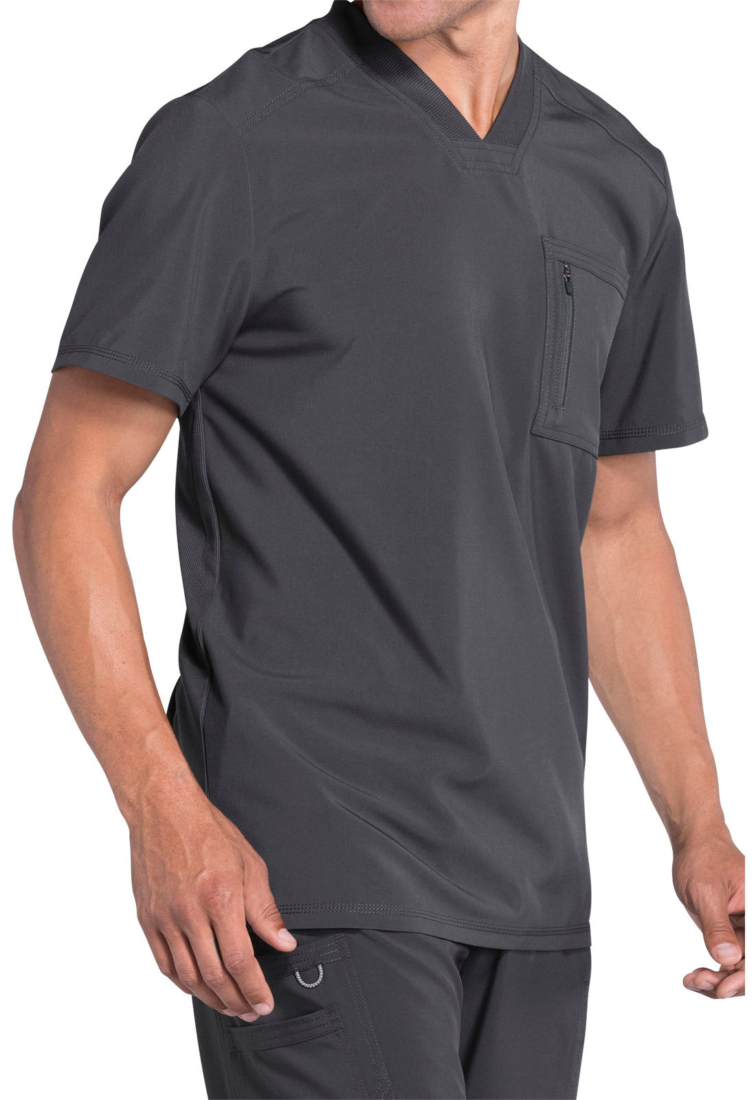 Polera clínica hombre gris Cherokee Infinity CK910a PWPS Legacy, vista trasera - Uniformes Clínicos Sami