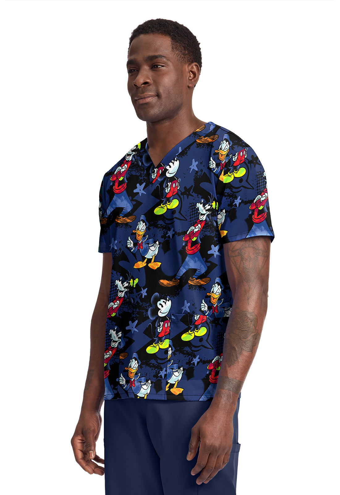Polera clínica hombre Tooniforms Estampada MKZB TF788, detalle 2 - Uniformes Clínicos Sami