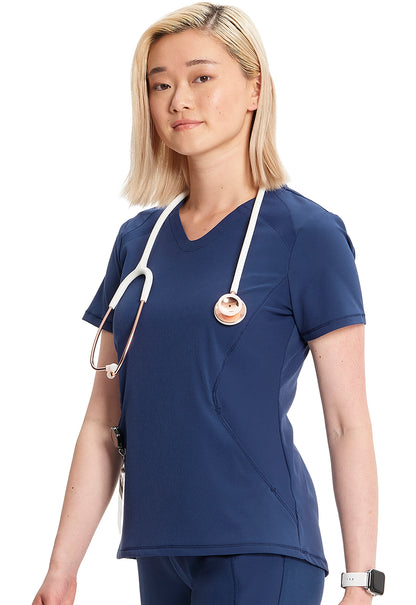 Polera clínica mujer azul marino Cherokee Infinity IN620a Navy GNR8, vista trasera - Uniformes Clínicos Sami