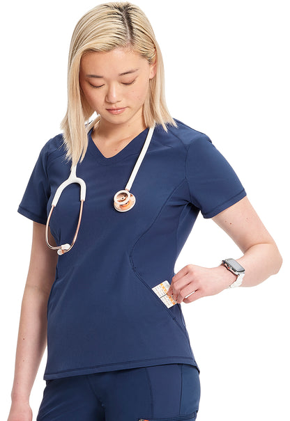 Polera clínica mujer azul marino Cherokee Infinity IN620a Navy GNR8, detalle 2 - Uniformes Clínicos Sami