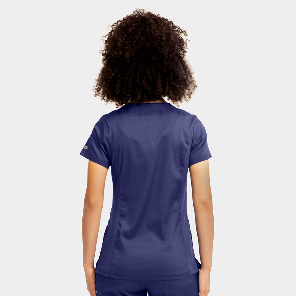 Polera clínica mujer azul marino EDGE 2803, detalle 3 - Uniformes Clínicos Sami