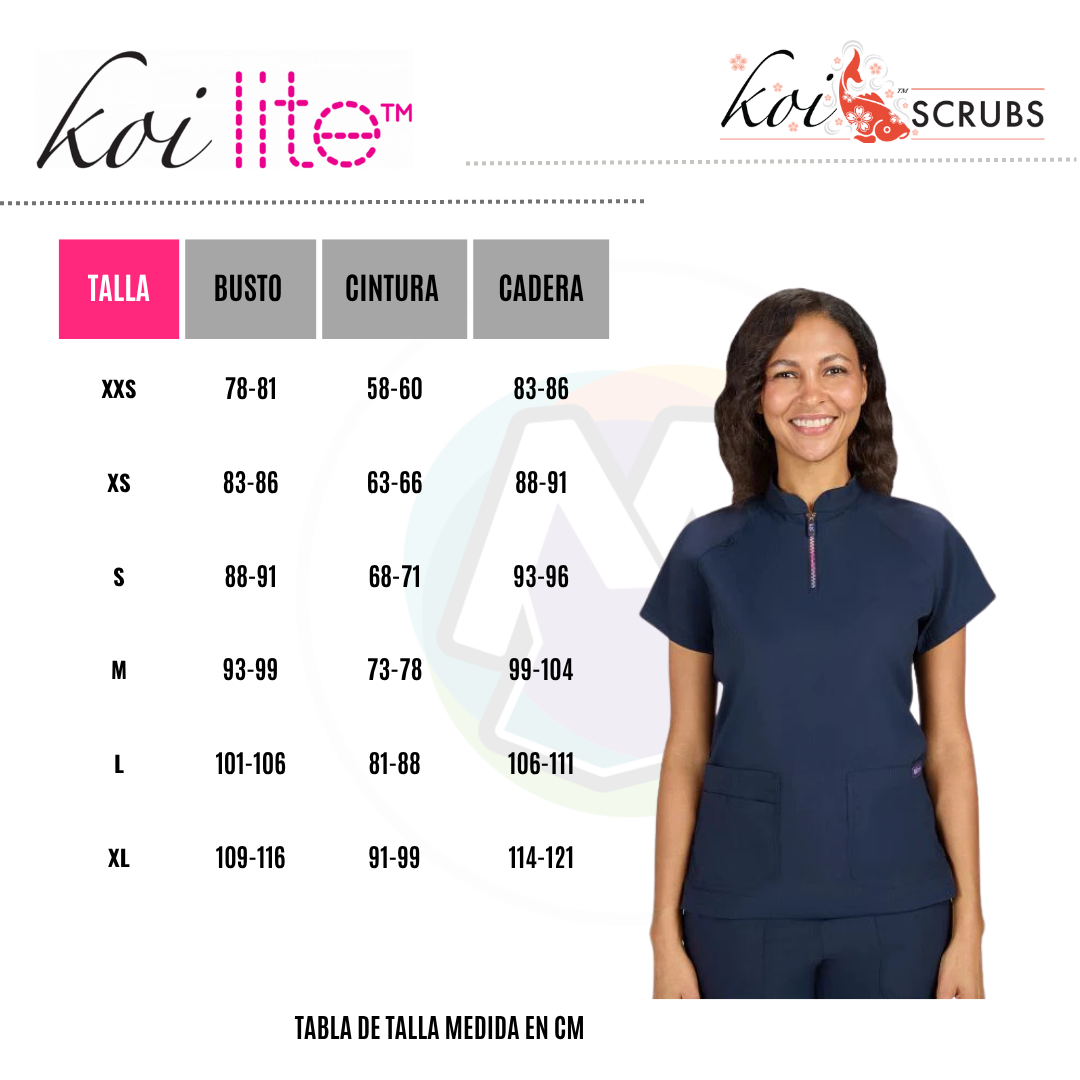 Polera clínica mujer azul marino Koi Lite 1130L, detalle 3 - Uniformes Clínicos Sami