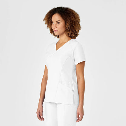 Polera clínica mujer blanco WonderWink 6455a, vista trasera - Uniformes Clínicos Sami