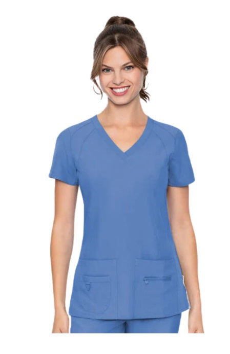 Polera clínica mujer celeste Med Couture Activate 8416 - Uniformes Clínicos Sami