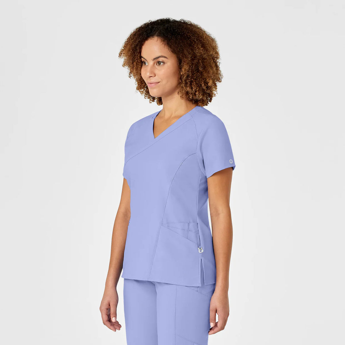 Polera clínica mujer celeste WonderWink 6455a, detalle 2 - Uniformes Clínicos Sami