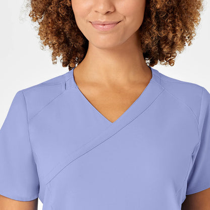 Polera clínica mujer celeste WonderWink 6455a, detalle 3 - Uniformes Clínicos Sami