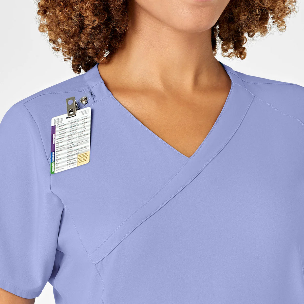 Polera clínica mujer celeste WonderWink 6455a, detalle 4 - Uniformes Clínicos Sami