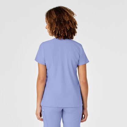 Polera clínica mujer celeste WonderWink 6455a, detalle 6 - Uniformes Clínicos Sami