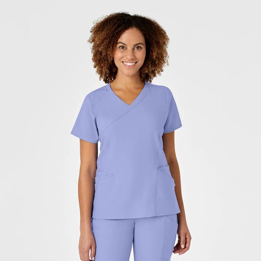 Polera clínica mujer celeste WonderWink 6455a - Uniformes Clínicos Sami