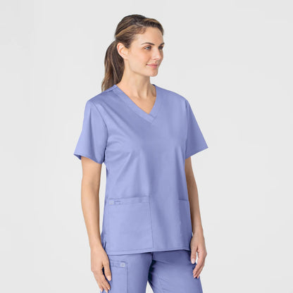 Polera clínica mujer celeste WonderWink WonderWORK, detalle 3 - Uniformes Clínicos Sami