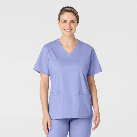 Polera clínica mujer celeste WonderWink WonderWORK - Uniformes Clínicos Sami