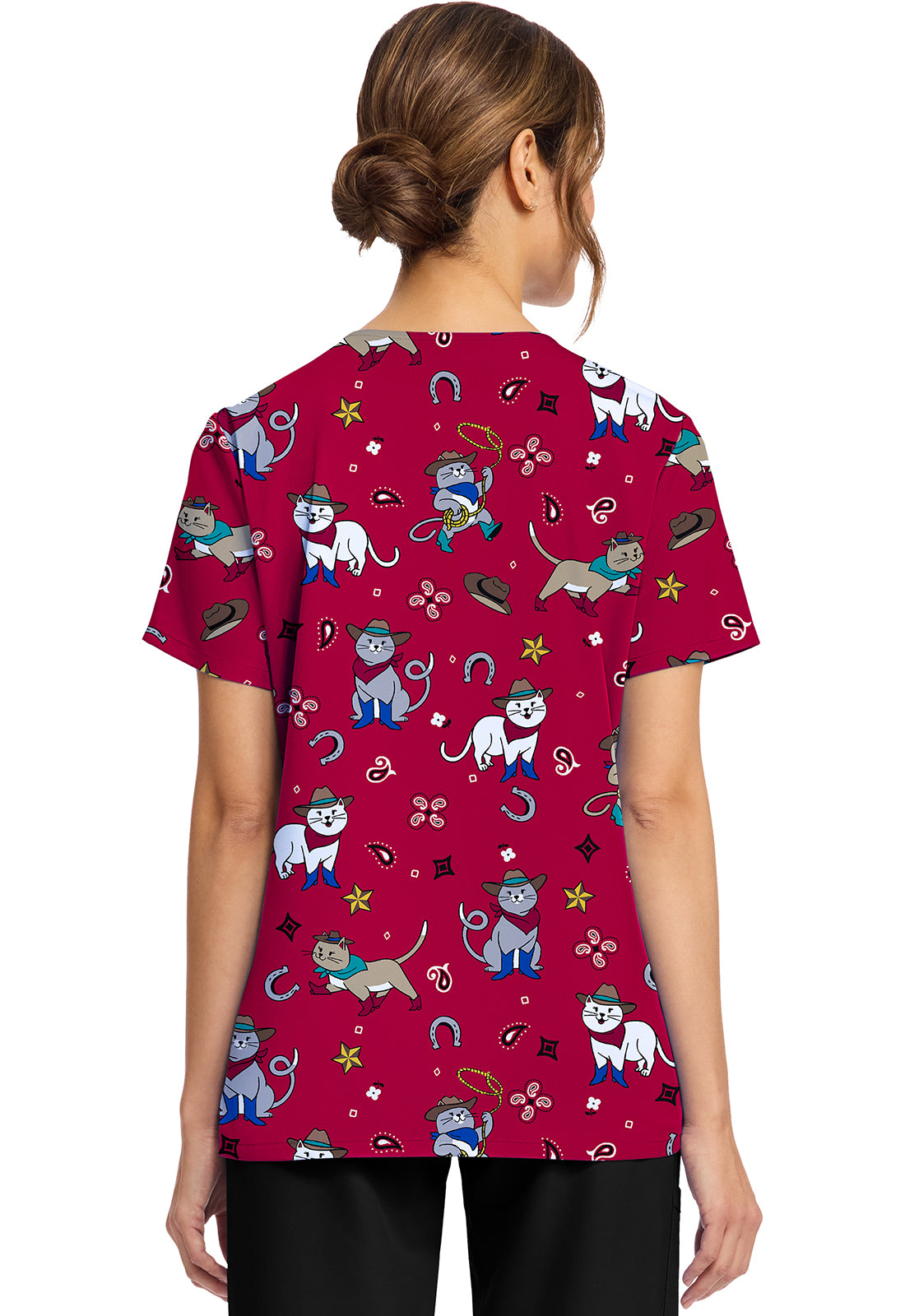 Polera clínica mujer Cherokee Estampada Ck856 CGKT, detalle 2 - Uniformes Clínicos Sami