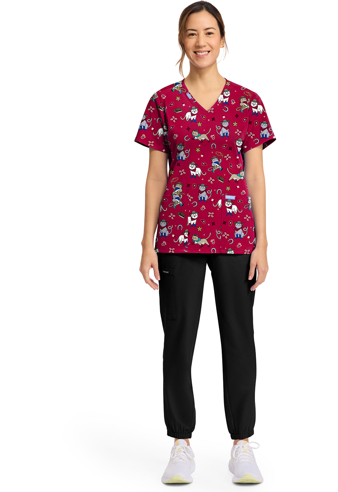 Polera clínica mujer Cherokee Estampada Ck856 CGKT, vista trasera - Uniformes Clínicos Sami