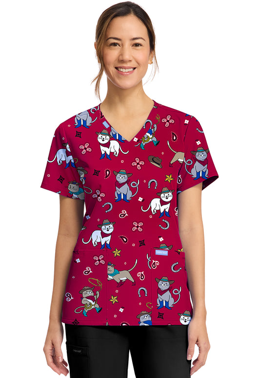 Polera clínica mujer Cherokee Estampada Ck856 CGKT - Uniformes Clínicos Sami
