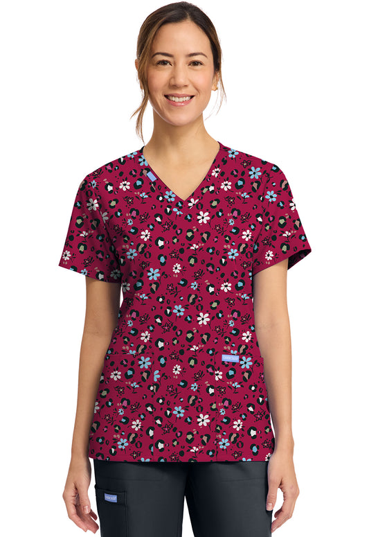 Polera clínica mujer Cherokee Estampada Ck856 WLDI - Uniformes Clínicos Sami