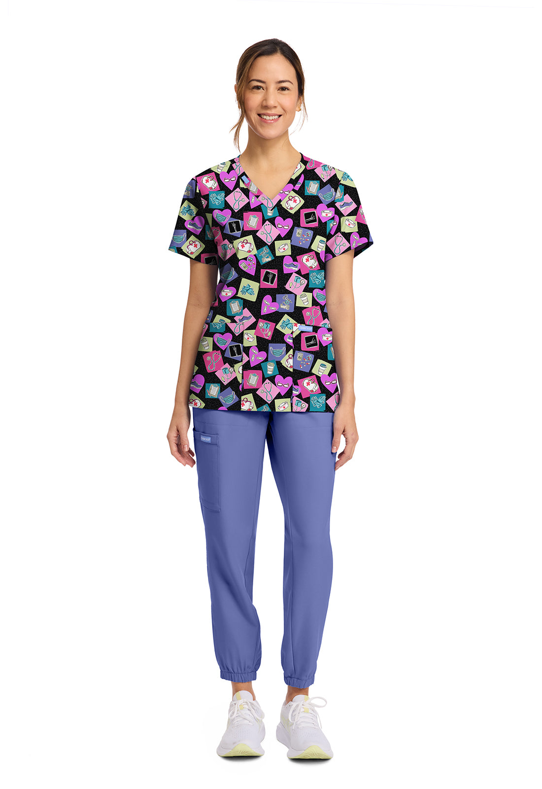 Polera clínica mujer Cherokee Estampada HTHB CK856, detalle 3 - Uniformes Clínicos Sami