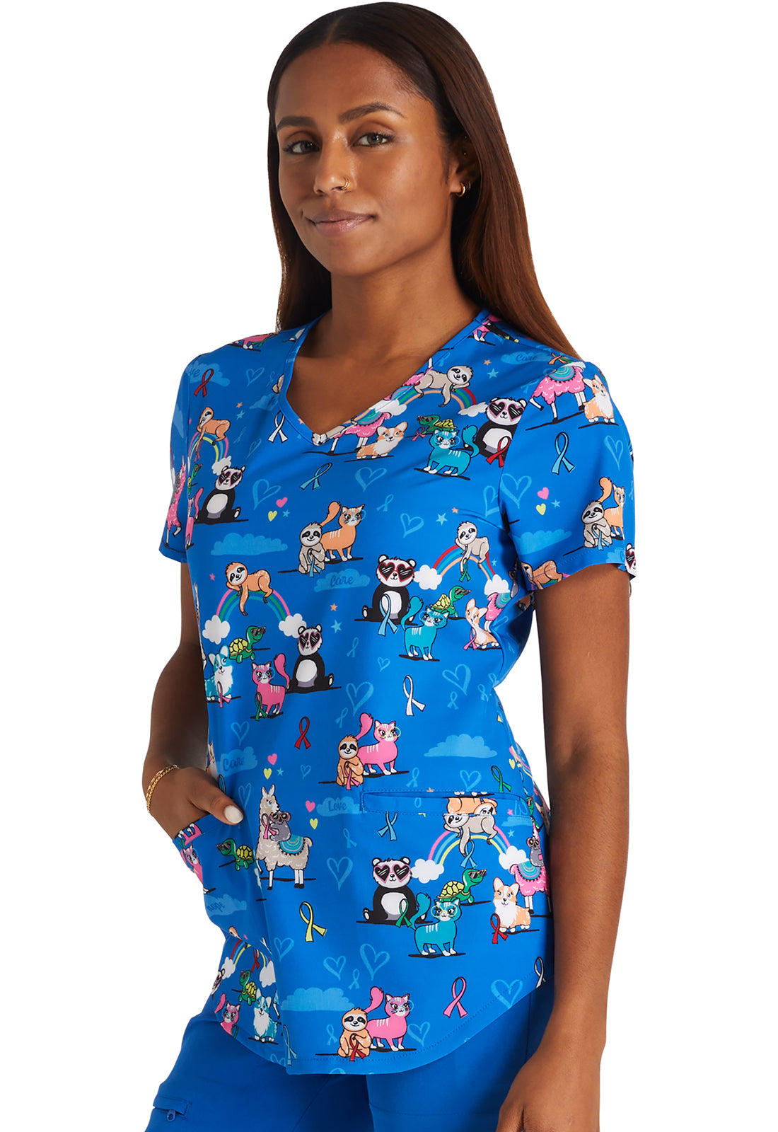 Polera clínica mujer Cherokee Estampada LVCS CK637, detalle 2 - Uniformes Clínicos Sami