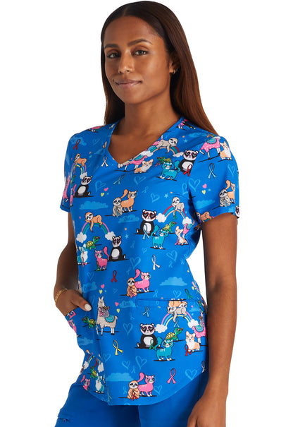 Polera clínica mujer Cherokee Estampada LVCS CK637, detalle 2 - Uniformes Clínicos Sami