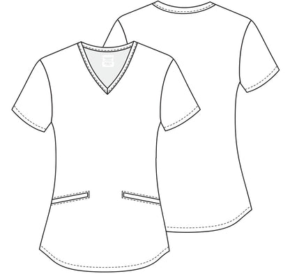 Polera clínica mujer Cherokee Estampada PLSM CK637, detalle 2 - Uniformes Clínicos Sami