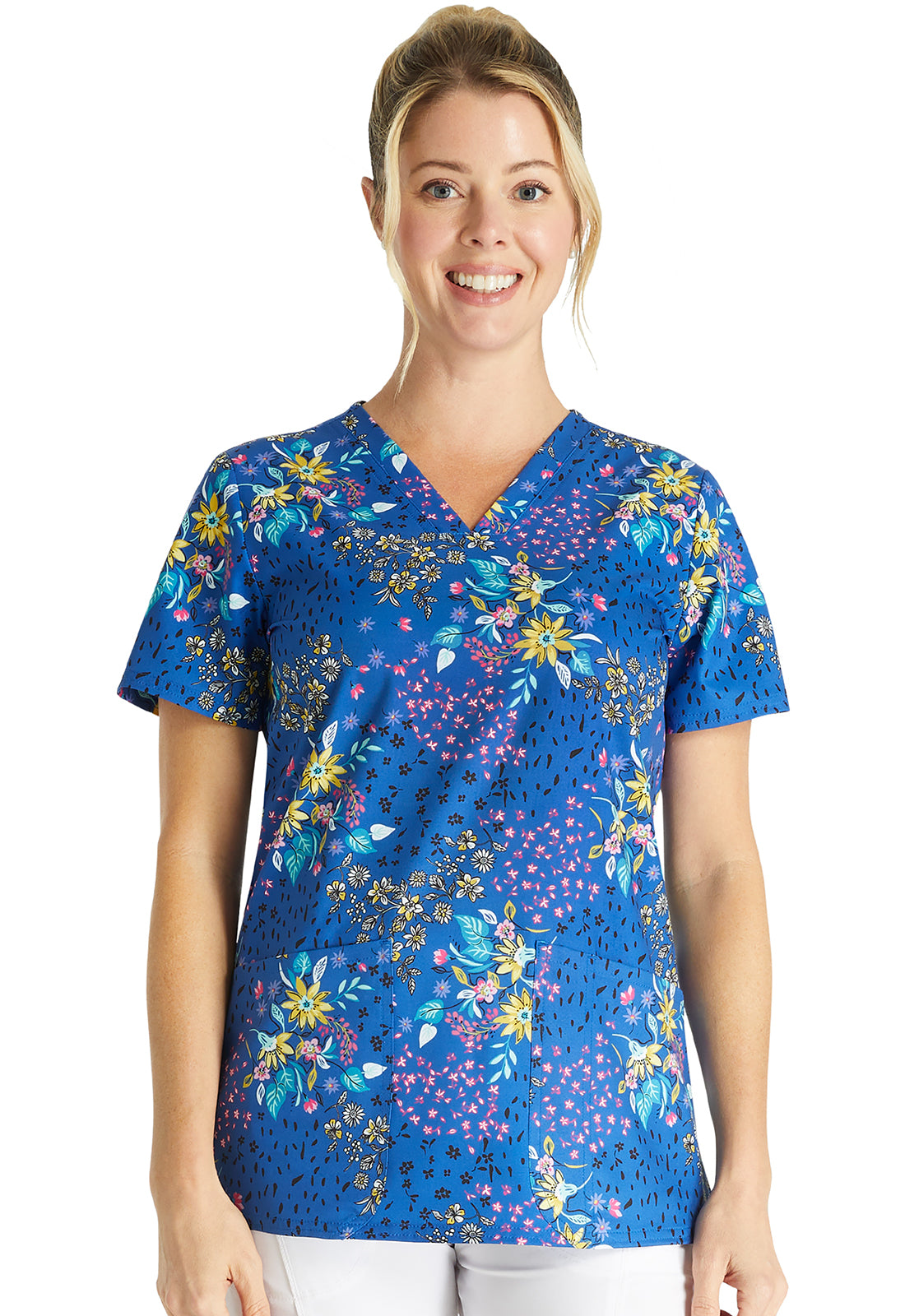 Polera clínica mujer Cherokee Estampada PWKP CK671, detalle 4 - Uniformes Clínicos Sami