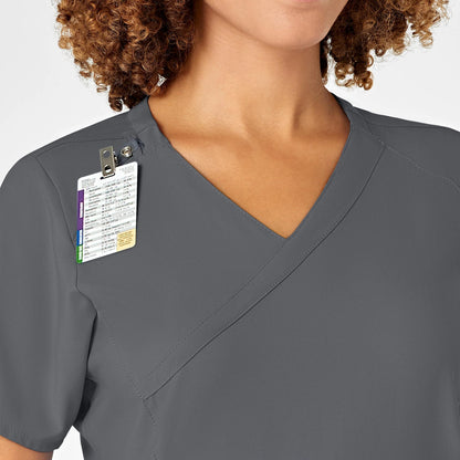 Polera clínica mujer gris WonderWink 6455a, detalle 4 - Uniformes Clínicos Sami