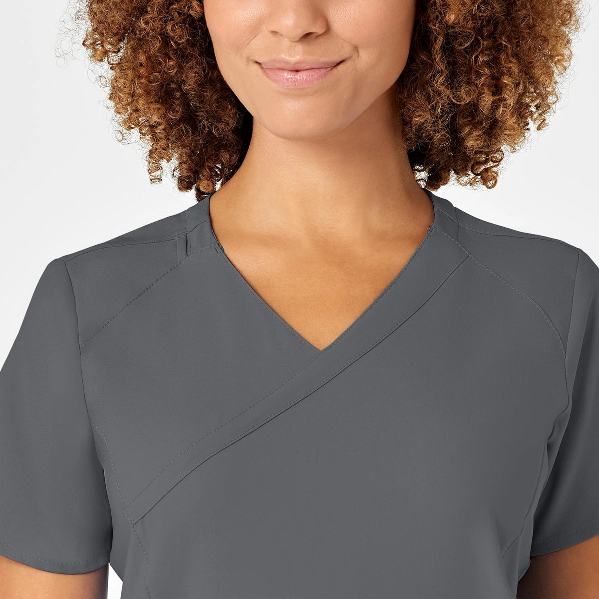 Polera clínica mujer gris WonderWink 6455a, vista trasera - Uniformes Clínicos Sami