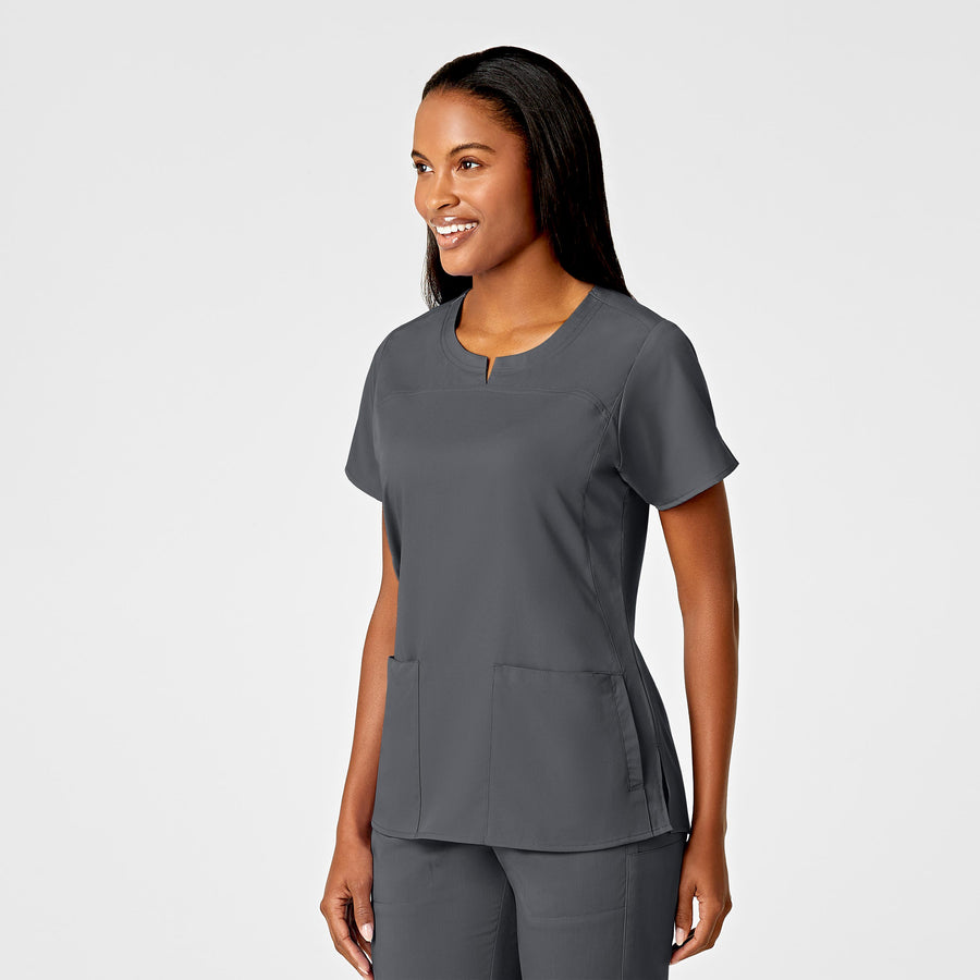 Polera clínica mujer gris WonderWink Pro 6419A, detalle 3 - Uniformes Clínicos Sami