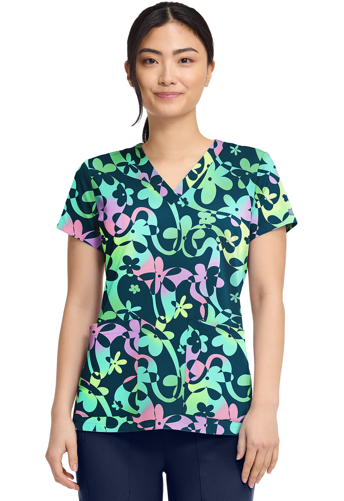 Polera clínica mujer Med Couture estampada DZDY MC8564 - Uniformes Clínicos Sami