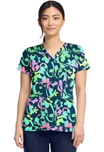Polera clínica mujer Med Couture estampada DZDY MC8564 - Uniformes Clínicos Sami