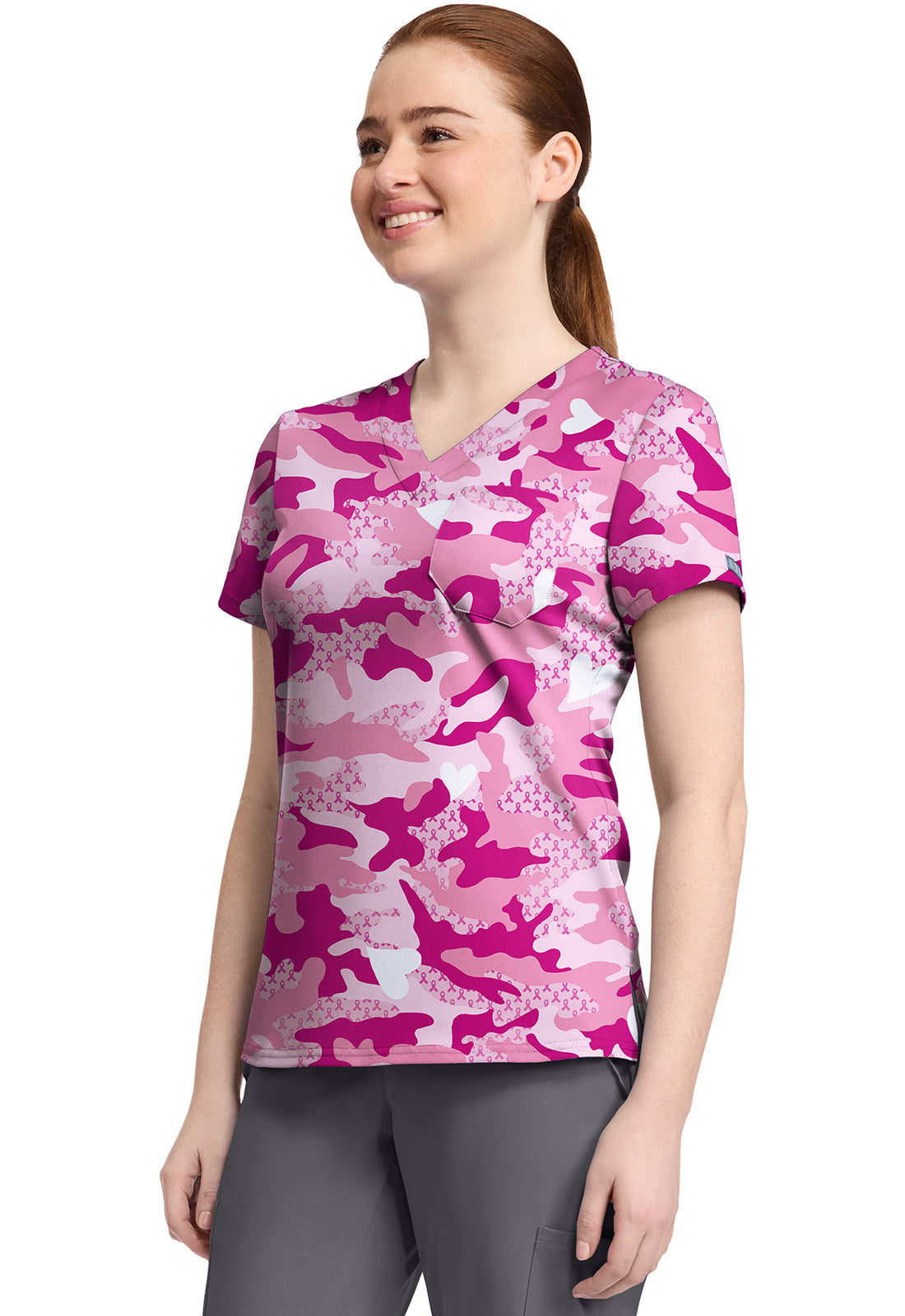 Polera clínica mujer Med Couture Estampada FCFY MC632, vista trasera - Uniformes Clínicos Sami
