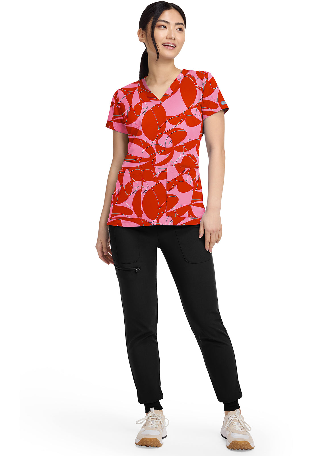Polera clínica mujer Med Couture estampada HPSH MC8564, detalle 2 - Uniformes Clínicos Sami