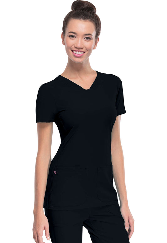 Polera clínica mujer negro HeartSoul - Uniformes Clínicos Sami