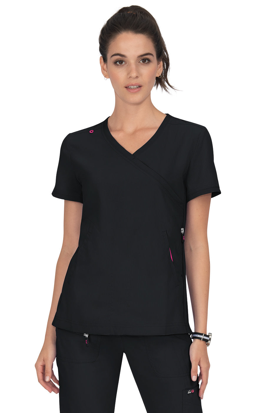Polera Clínica Mujer 316 Koi Lite, color Negro - Uniformes Clínicos Sami