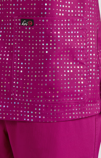 Polera clínica mujer rosa Estampada 1082PR-IAP Velora, detalle 3 - Uniformes Clínicos Sami