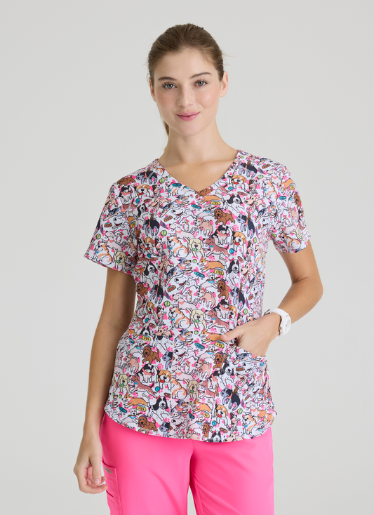 Polera clínica mujer Skechers by Barco estampada CENTRAL PARK SKT021 - Uniformes Clínicos Sami