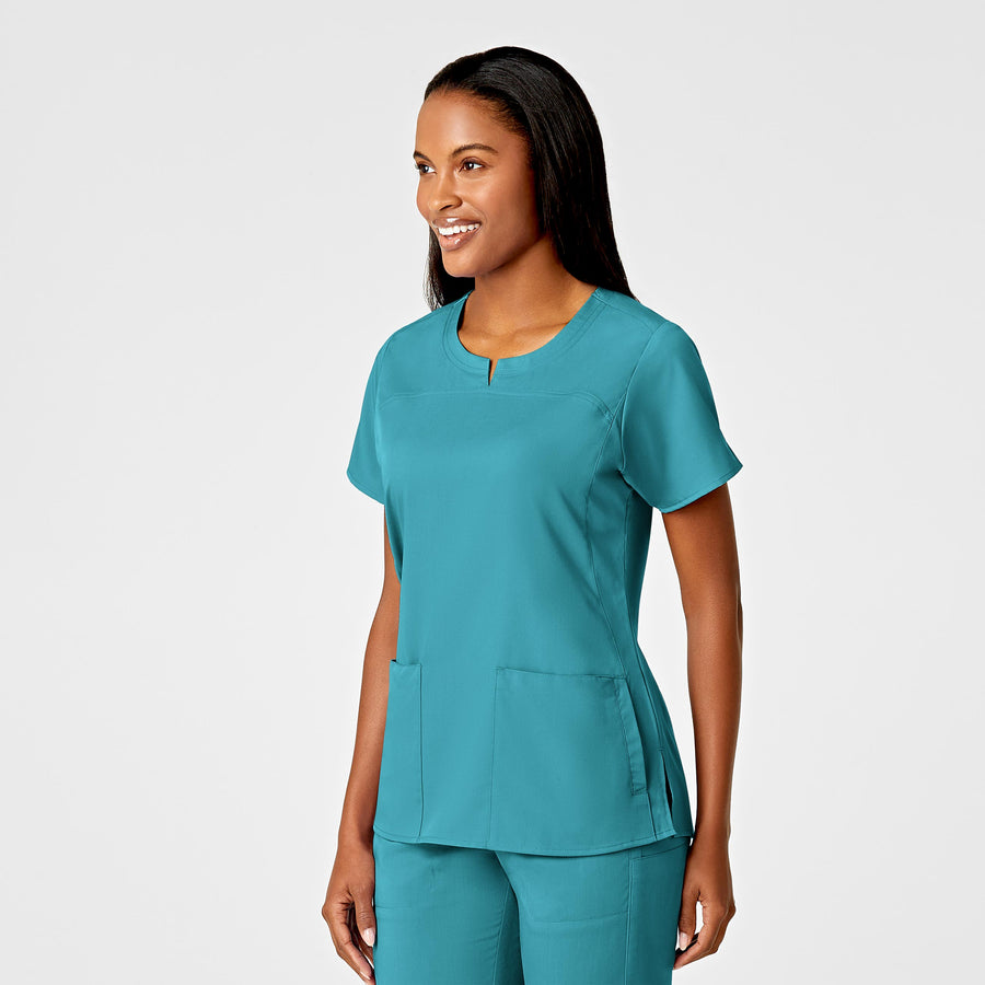 Polera clínica mujer teal WonderWink Pro 6419A, vista trasera - Uniformes Clínicos Sami