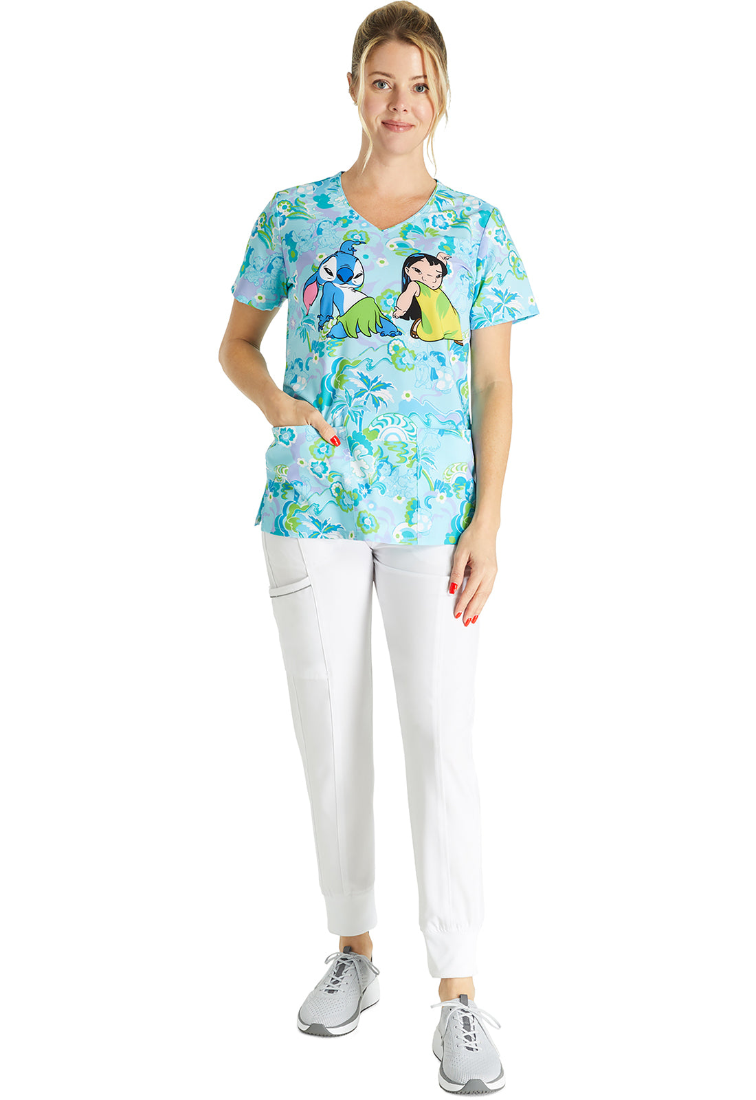 Polera clínica mujer Tooniforms Disney LHTD Estampado, vista trasera - Uniformes Clínicos Sami