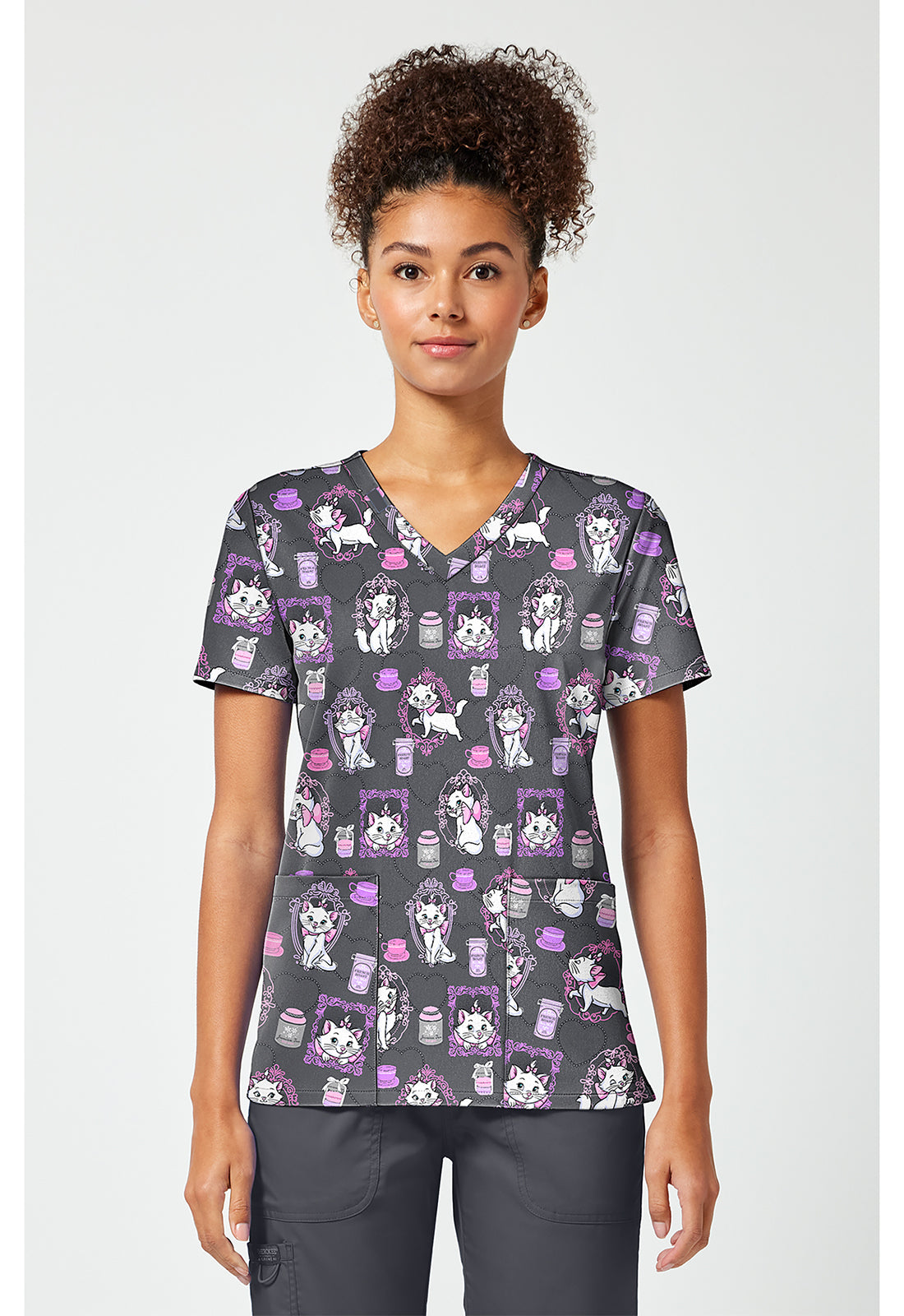 Polera clínica mujer Tooniforms estampada ACCC TF796, detalle 2 - Uniformes Clínicos Sami
