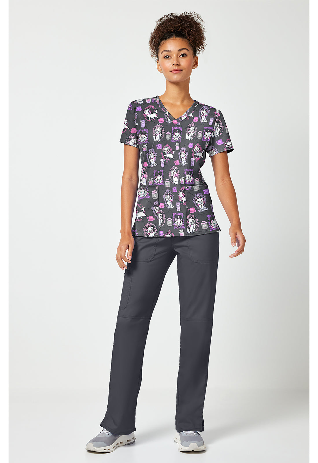 Polera clínica mujer Tooniforms estampada ACCC TF796, vista trasera - Uniformes Clínicos Sami