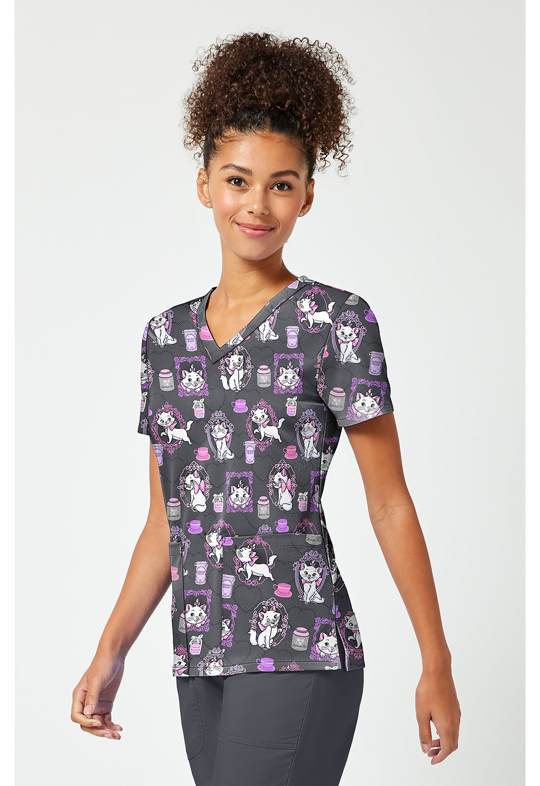 Polera clínica mujer Tooniforms estampada ACCC TF796 - Uniformes Clínicos Sami